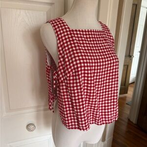 Abercrombie & Fitch Red Gingham Side Tie Tank Top